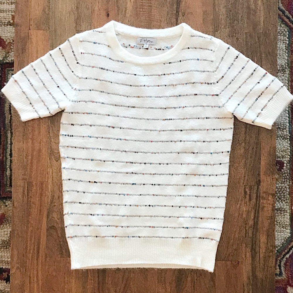 Multicolor short sleeve sweater